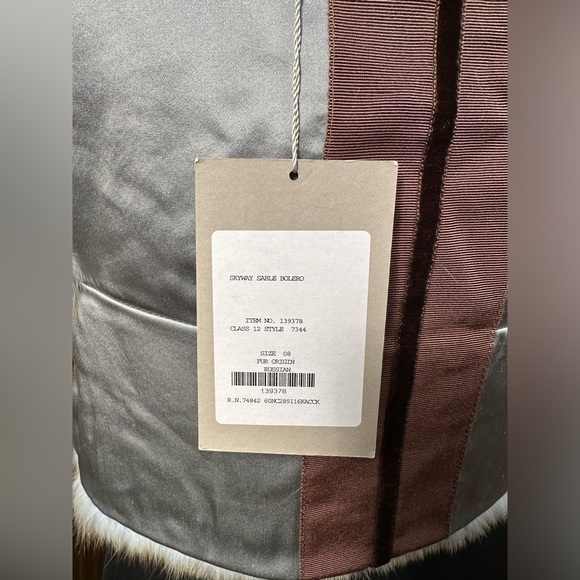 NORMAN AMBROSE 15" DYED SKY BLUE RUSSIAN SABLE FUR BOLERO JACKET COAT MEDIUM - Picture 13 of 16